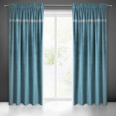 Draperie Eurofirany, Jovita, 140x270 cm, catifea, turcoaz