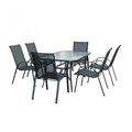 Set mobilier de gradina Fiesta, Heinner, 7 piese, otel/sticla, negru