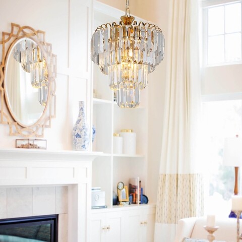 Lustra Sari/Altin, MDL.3831, Squid Lighting, 31x72x39 cm, galben/auriu