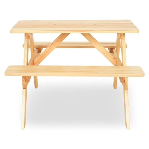 Set masa pliabila + 2 banchete, Kids Picnic, 75 x 85.5 x 53 cm, natural