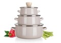 Set 3 cratite emailate cu capac Naturela, Banquet, 14/18/22 cm