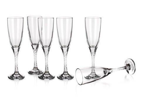6 db-os pohár készlet Twist pezsgőhöz, banketthez, 150 ml, üveg