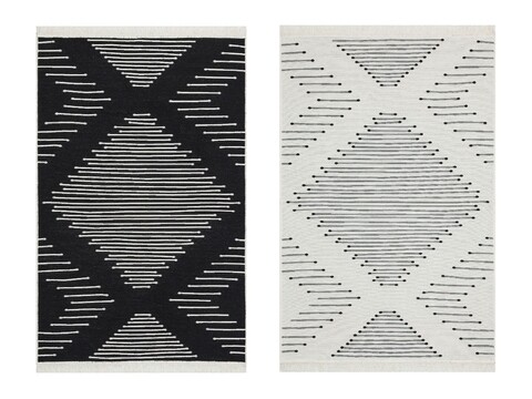 Covor Kilim cu 2 fete, Arya 15 Black, Baketo, 100% bumbac reciclat, 160x230 cm