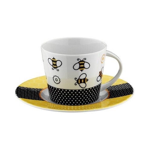 Set 6 cani + 6 farfurii, Kutahya Porselen, TL12CT4207104, 200 ml, portelan, multicolor