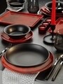 Serviciu de masa, 26 piese, Kutahya Porselen, NNTS26YS892221, portelan, negru/rosu