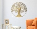 Decoratiune de perete 3D Life Tree, Mauro Ferretti, Ø 70 cm, fier, auriu