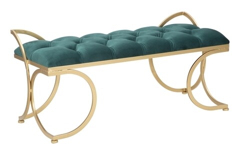 Bancheta  Glam Luxy, Mauro Ferretti, 103x43x47 cm, fier/catifea, verde/auriu