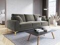 Canapea, Madara, Mazzini Sofas, 4 locuri, gold legs, 237x102x90 cm, catifea, gri deschis