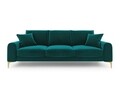 Canapea, Madara, Mazzini Sofas, 4 locuri, gold legs, 237x102x90 cm, catifea, turcoaz