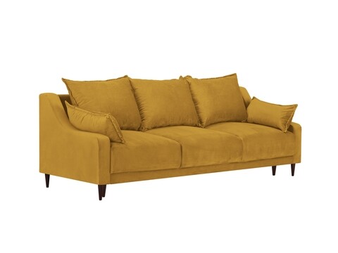 Canapea extensibila, Freesia, Mazzini Sofas, 3 locuri, cu lada de depozitare, 215x94x90 cm, catifea, galben