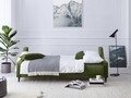 Canapea extensibila, Freesia, Mazzini Sofas, 3 locuri, cu lada de depozitare, 215x94x90 cm, catifea, verde