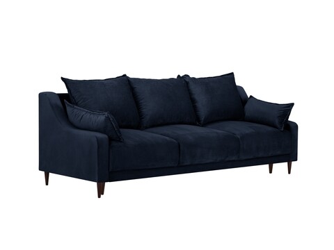 Canapea extensibila, Freesia, Mazzini Sofas, 3 locuri, cu lada de depozitare, 215x94x90 cm, catifea, albastru inchis