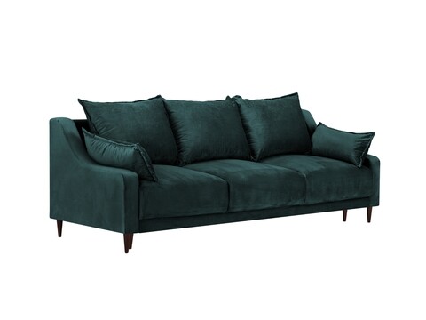 Canapea extensibila, Freesia, Mazzini Sofas, 3 locuri, cu lada de depozitare, 215x94x90 cm, catifea, albastru petrol