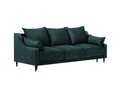 Canapea extensibila, Freesia, Mazzini Sofas, 3 locuri, cu lada de depozitare, 215x94x90 cm, catifea, albastru petrol