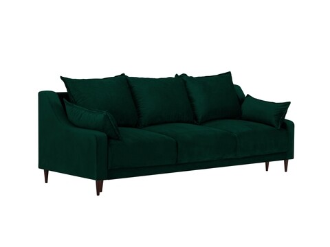 Canapea extensibila, Freesia, Mazzini Sofas, 3 locuri, cu lada de depozitare, 215x94x90 cm, catifea, verde bottle