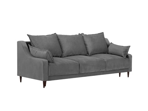 Canapea extensibila, Freesia, Mazzini Sofas, 3 locuri, cu lada de depozitare, 215x94x90 cm, catifea, gri deschis