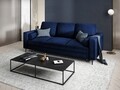 Canapea extensibila, Camellia, Mazzini Sofas, 3 locuri, cu lada de depozitare, 220x100x92 cm, catifea, albastru regal