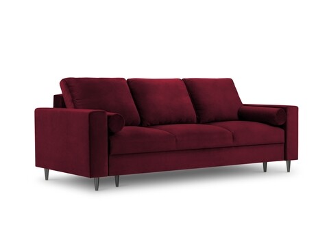 Canapea extensibila, Camellia, Mazzini Sofas, 3 locuri, cu lada de depozitare, 220x100x92 cm, catifea, rosu