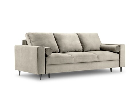 Canapea extensibila, Camellia, Mazzini Sofas, 3 locuri, cu lada de depozitare, 220x100x92 cm, catifea, bej