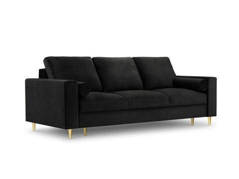 Canapea extensibila, Mimosa, Mazzini Sofas, 3 locuri, cu lada de depozitare, 220x100x92 cm, catifea, negru