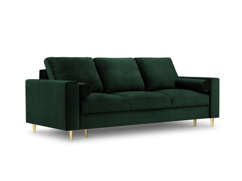 Canapea extensibila, Mimosa, Mazzini Sofas, 3 locuri, cu lada de depozitare, 220x100x92 cm, catifea, verde bottle