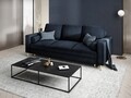 Canapea extensibila, Mimosa, Mazzini Sofas, 3 locuri, cu lada de depozitare, 220x100x92 cm, catifea, albastru inchis