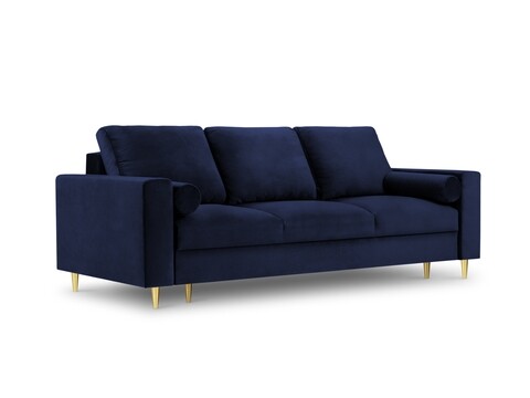 Canapea extensibila, Mimosa, Mazzini Sofas, 3 locuri, cu lada de depozitare, 220x100x92 cm, catifea, albastru regal