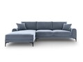 Coltar stanga, Madara, Mazzini Sofas, 5 locuri, 254x182x90 cm, catifea, albastru deschis