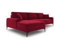 Coltar stanga, Madara, Mazzini Sofas, 5 locuri, 254x182x90 cm, catifea, rosu vin
