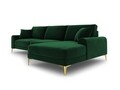 Coltar dreapta, Madara, Mazzini Sofas, 5 locuri, gold legs, 254x182x90 cm, catifea, verde bottle