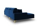 Coltar stanga, Madara, Mazzini Sofas, 5 locuri, gold legs, 254x182x90 cm, catifea, albastru regal
