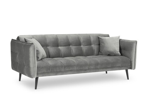 Canapea extensibila, Canna, Mazzini Sofas, 3 locuri, 225x100x85 cm, catifea, gri deschis