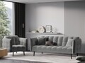 Canapea extensibila, Canna, Mazzini Sofas, 3 locuri, 225x100x85 cm, catifea, gri deschis