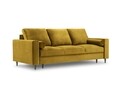 Canapea extensibila, Camellia, Mazzini Sofas, 3 locuri, cu lada de depozitare, 220x100x92 cm, catifea, galben