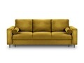 Canapea extensibila, Camellia, Mazzini Sofas, 3 locuri, cu lada de depozitare, 220x100x92 cm, catifea, galben