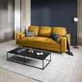 Canapea extensibila, Mimosa, Mazzini Sofas, 3 locuri, cu lada de depozitare, 220x100x92 cm, catifea, galben
