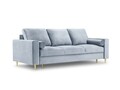 Canapea extensibila, Mimosa, Mazzini Sofas, 3 locuri, cu lada de depozitare, 220x100x92 cm, catifea, albastru deschis