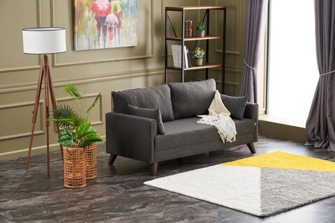 Canapea fixa Bella Sofa, Balcab Home, 2 locuri, 177x81x85 cm, lemn, antracit