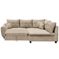 Lea Sand kihúzható jobb sarok kanapé, 3 ülés, 248 x 87 x 176 cm, forgácslap / fa / poliészter, homok
