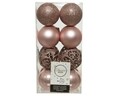 Cutie cu 16 globuri asortate Pearl Mix, Decoris, plastic, roz perla