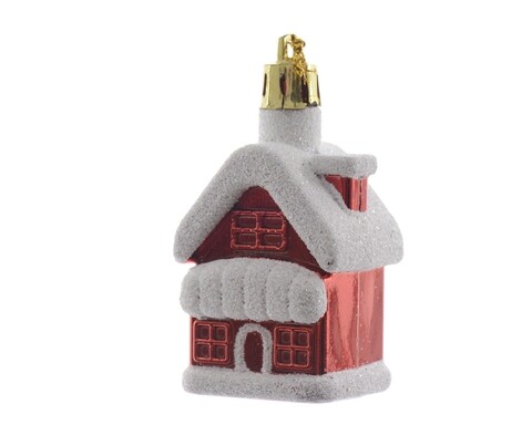 Glob House, Decoris, 5x5x7 cm, plastic, rosu/alb