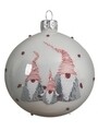 Gnome Gömb, Dekorációk, Ø8 cm, üveg, fényes ezüst