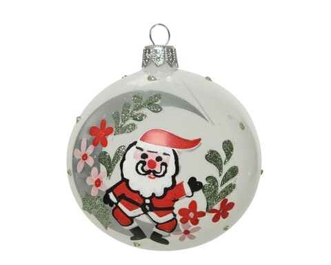 Glob Santa on moon, Decoris, Ø8 cm, sticla, multicolor