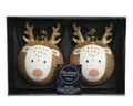 2 db Reindeer antler Gömb, Decoris, Ø8 cm, üveg, arany