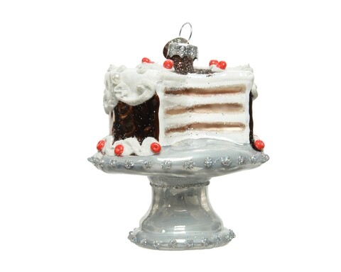 Gömb torta, díszített, 7,5x7x8 cm, üveg, sokszínű