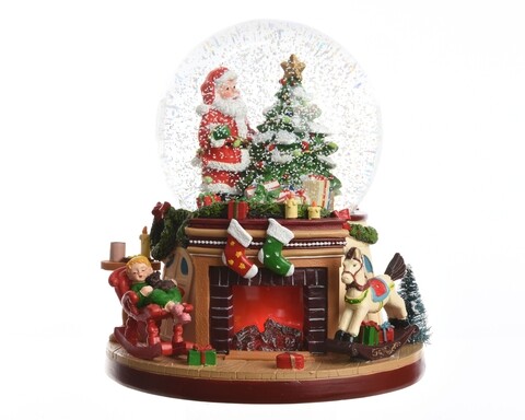 Fényes dekoráció Snowglobe kandallóval, Lumineo, 19x19x22 cm, többszínű