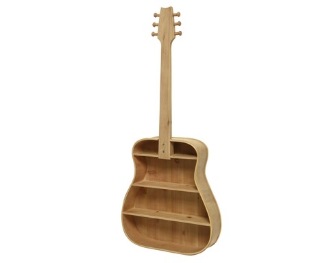 Gitár fali szekrény, Dekor, 41x10x95 cm, fa, természetes