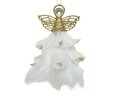 Decoratiune Hanger w white feather, Decoris, 1.6x10.5x21 cm, plastic, alb/auriu