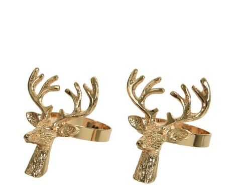 4 gyűrűs készlet Reindeer szalvétákhoz, Decoris, Ø4 cm, fém, arany