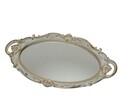 Ovális arany tálca, Decoris, 37x25 cm, polyresin, szürke